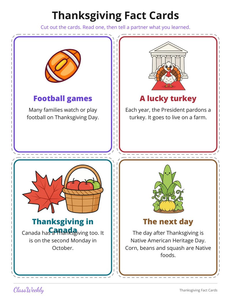 Thanksgiving Fact Cards - Page 4