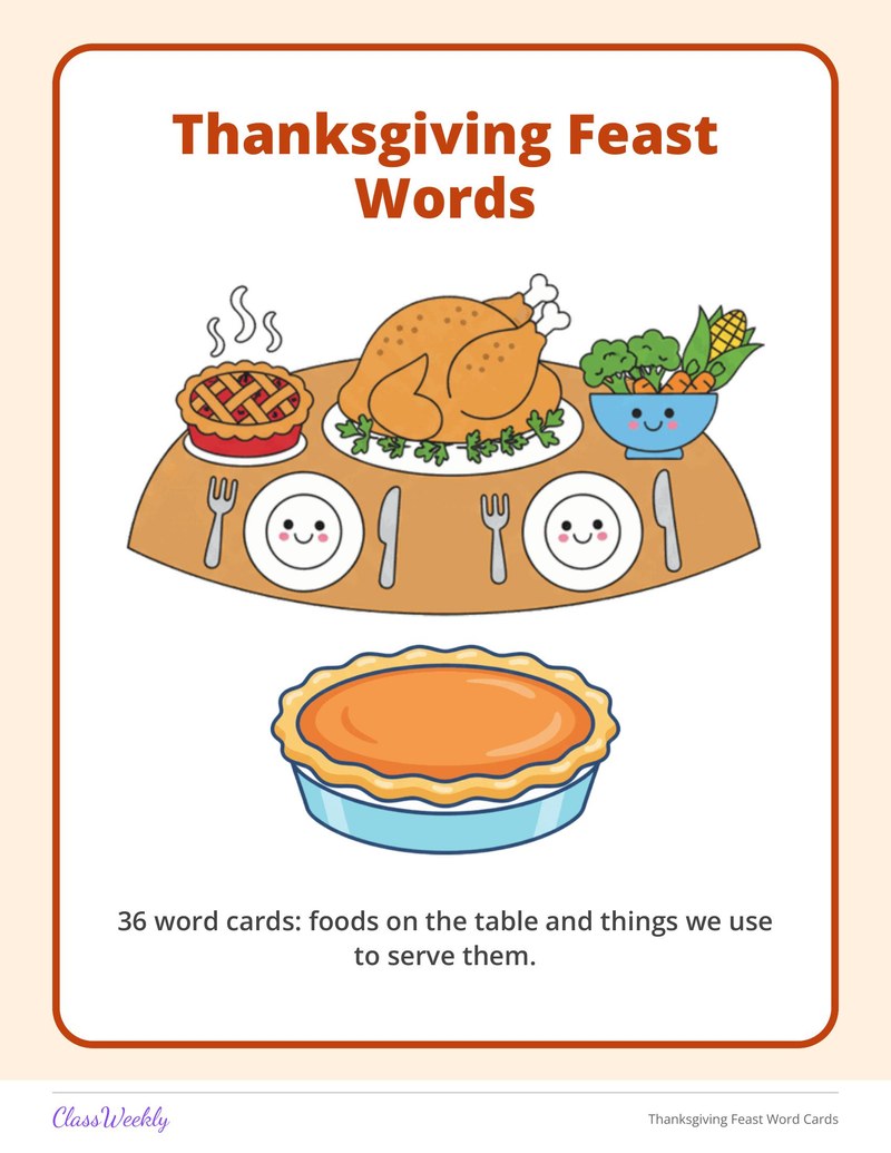 Thanksgiving Feast Word Cards - Page 2