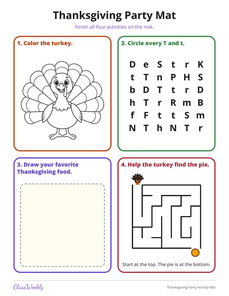 Thanksgiving Party Activity Mat