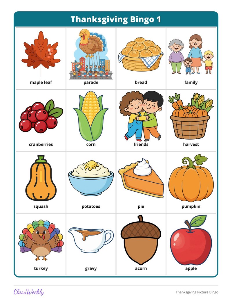 Thanksgiving Picture Bingo - Page 2