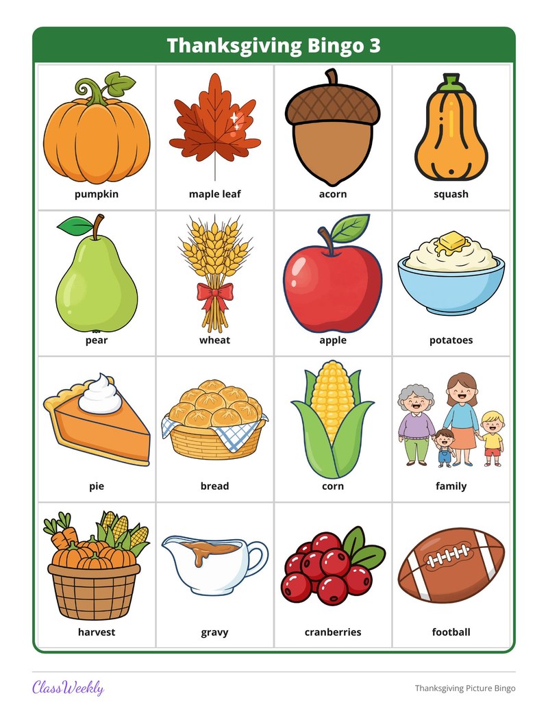 Thanksgiving Picture Bingo - Page 4