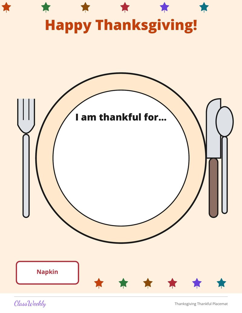 Thanksgiving Thankful Placemat