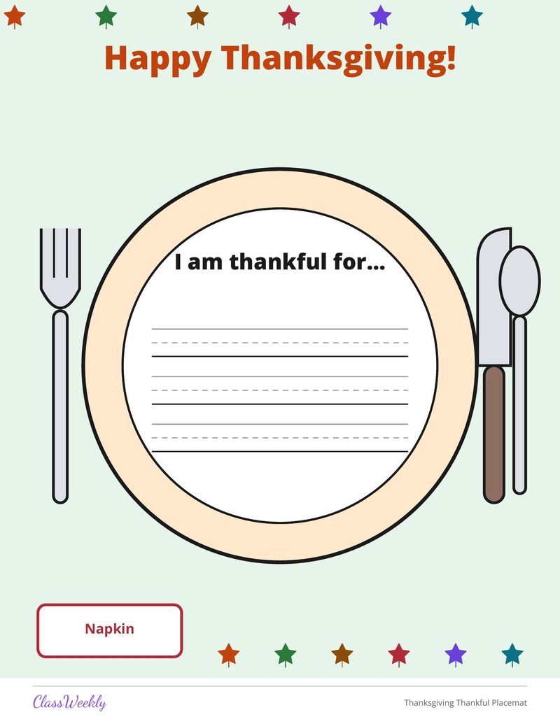 Thanksgiving Thankful Placemat