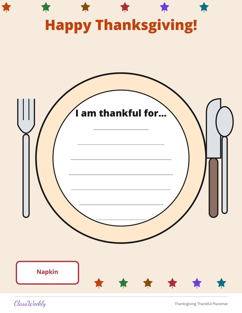 Thanksgiving Thankful Placemat