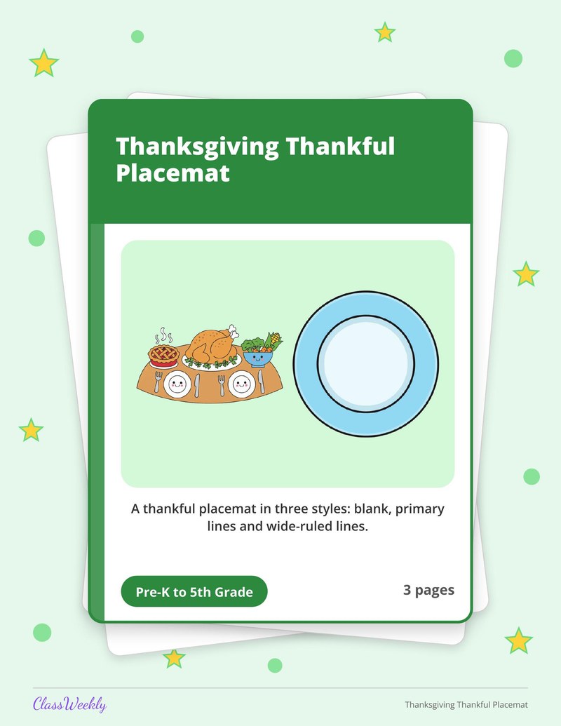 Thanksgiving Thankful Placemat - Page 1