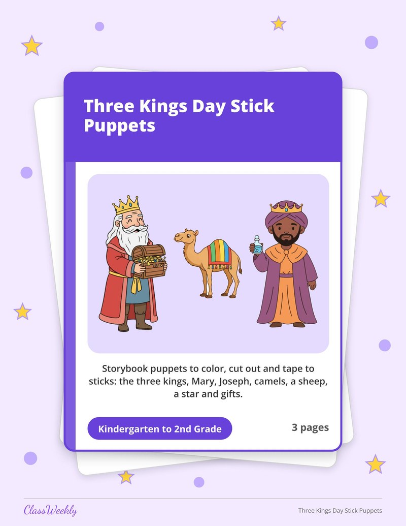 Three Kings Day Stick Puppets - Page 1
