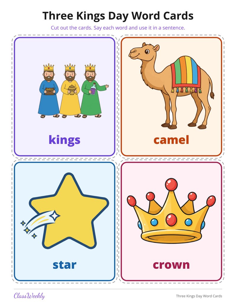 Three Kings Day Word Cards - Page 2