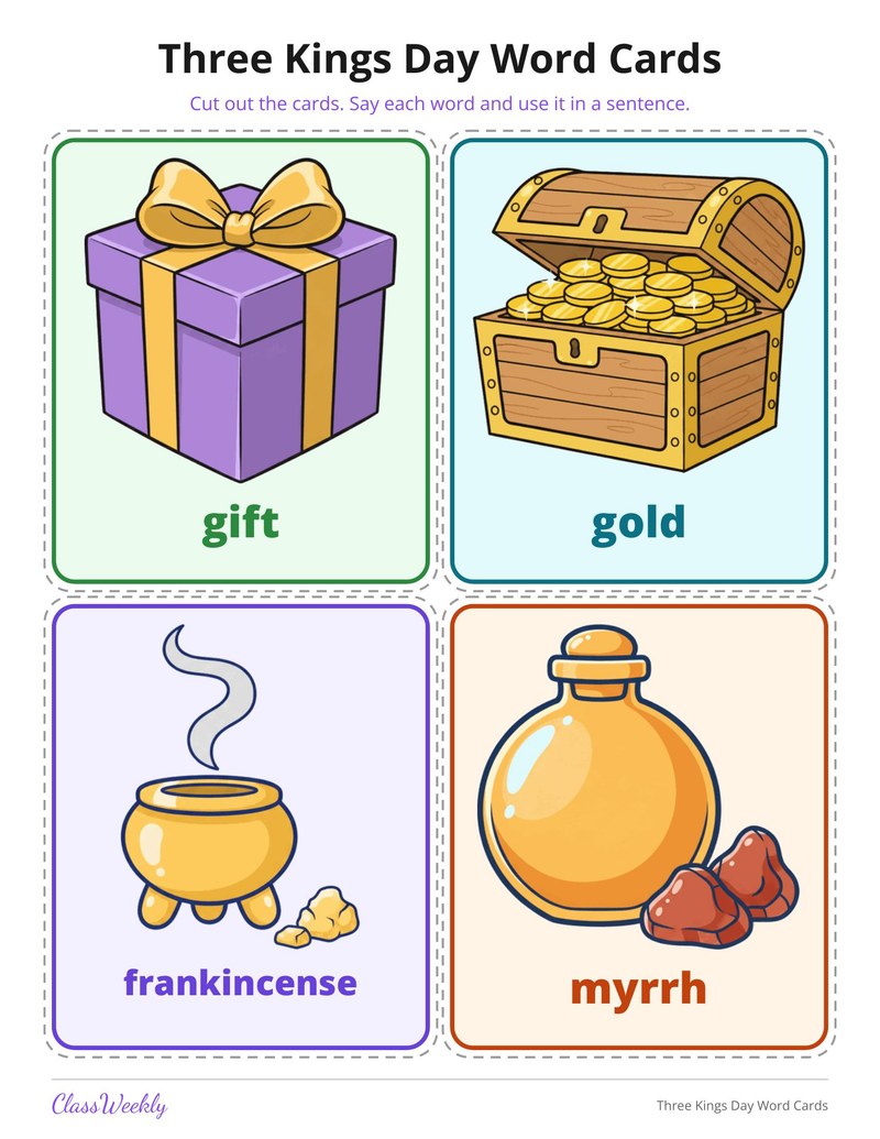 Three Kings Day Word Cards - Page 3