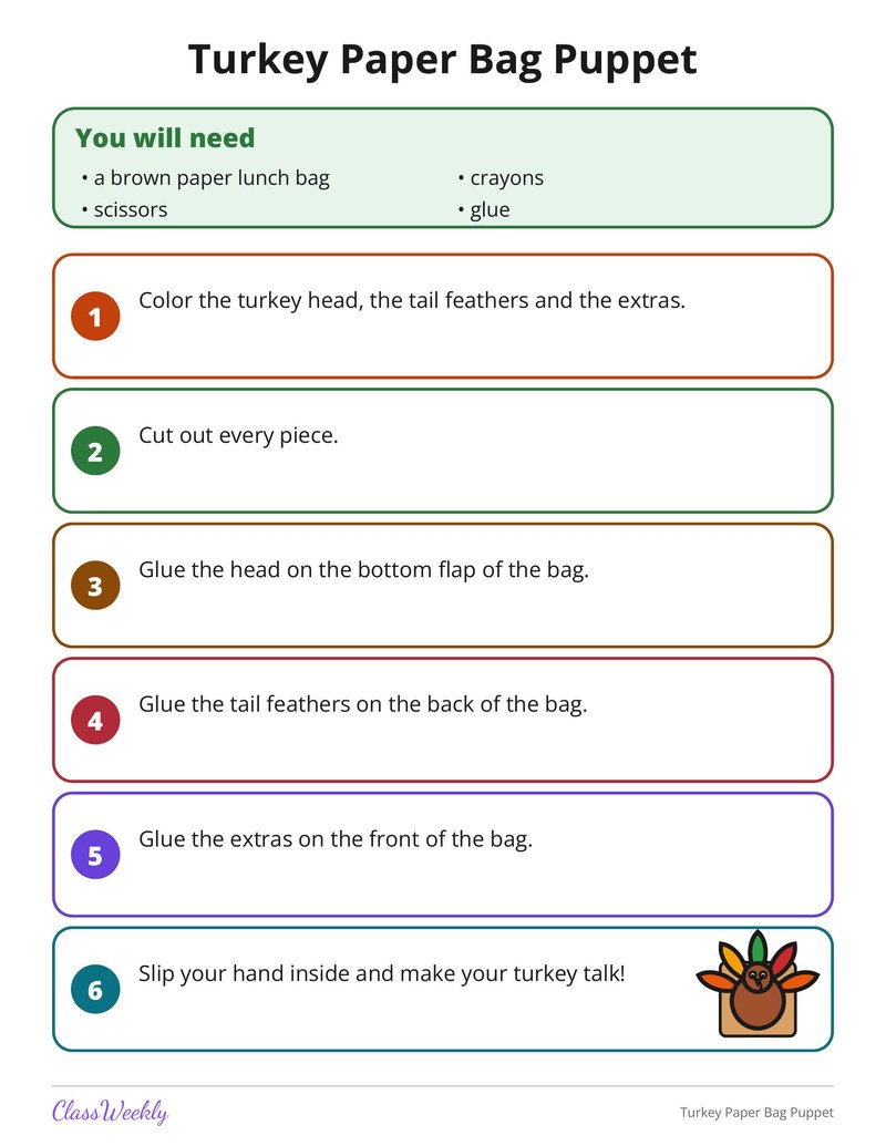 Turkey Paper Bag Puppet - Page 2