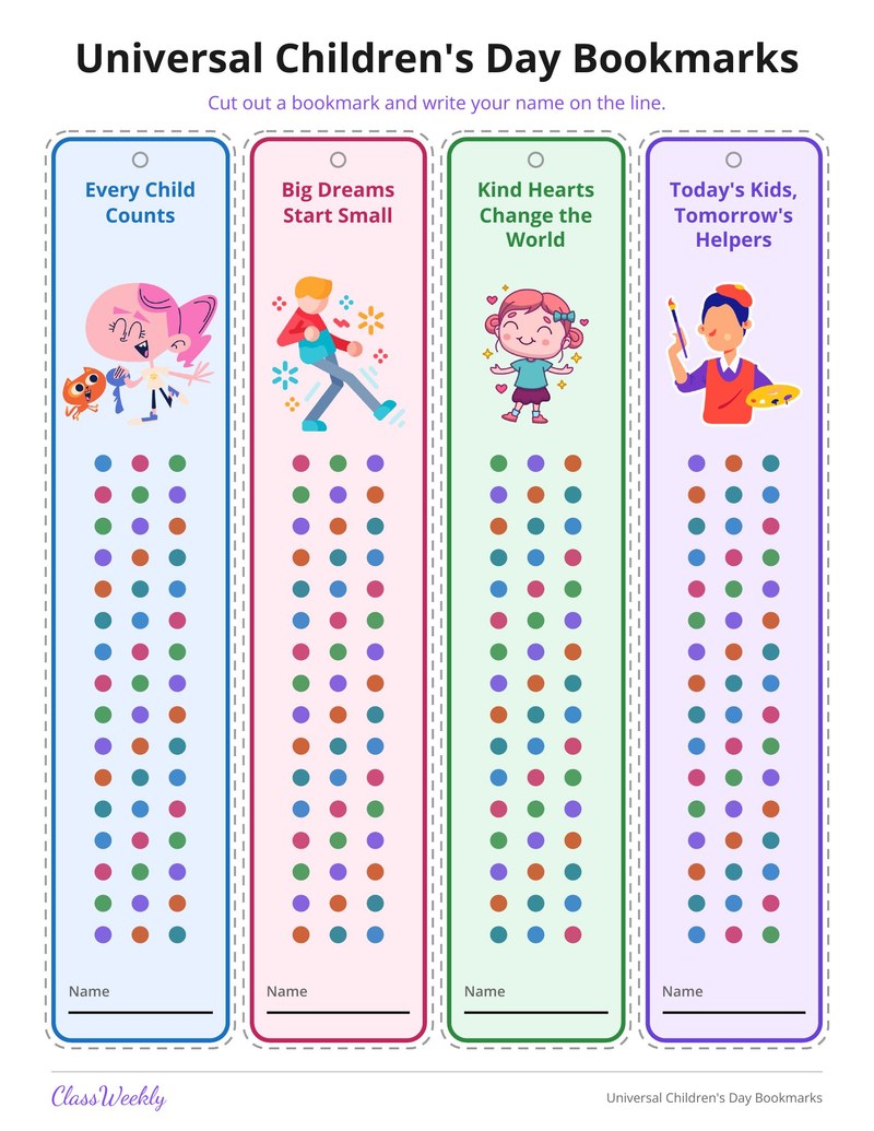 Universal Children's Day Bookmarks