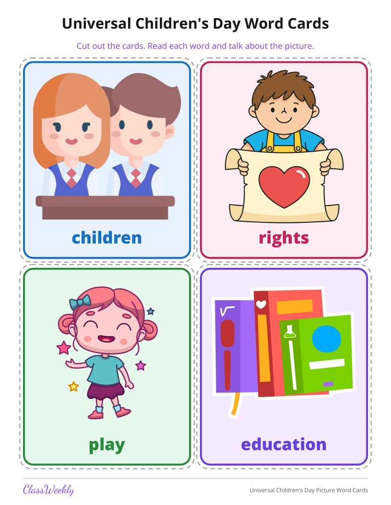 Universal Children's Day Picture Word Cards