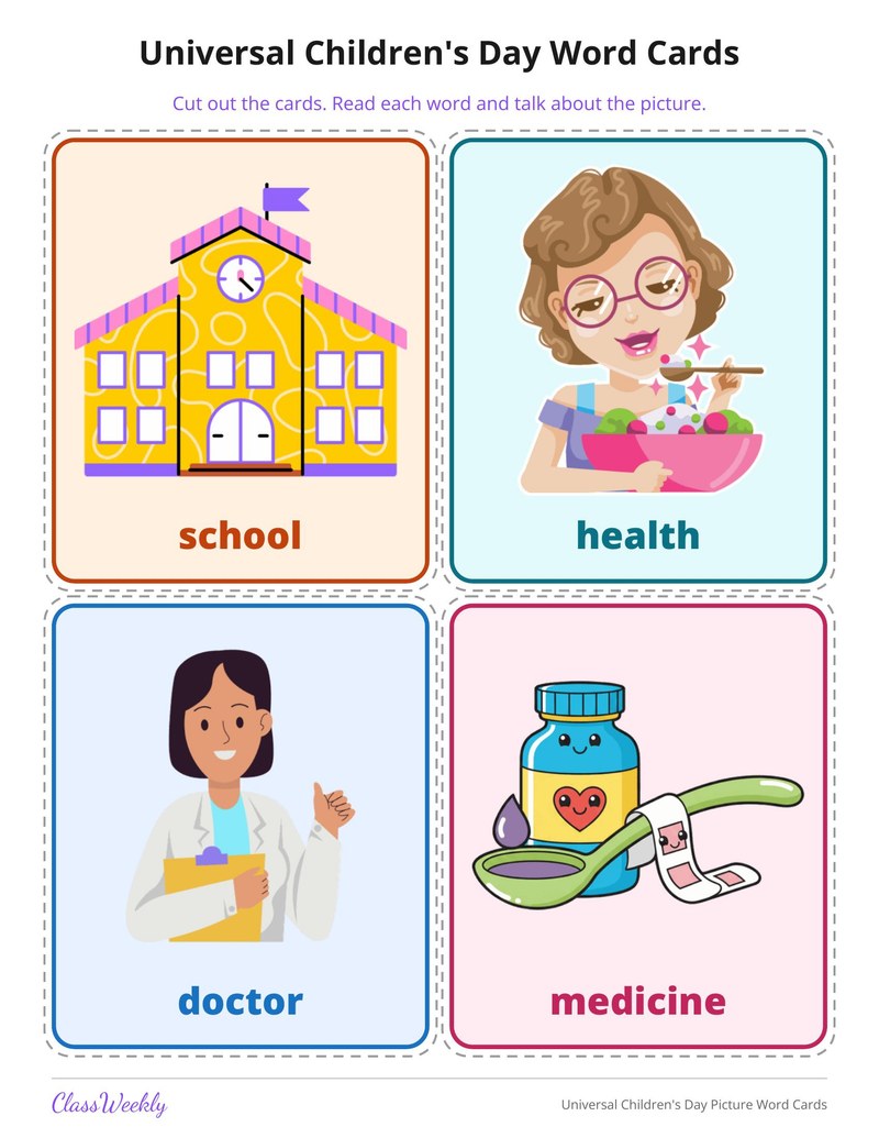 Universal Children's Day Picture Word Cards