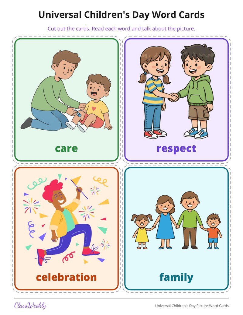 Universal Children's Day Picture Word Cards