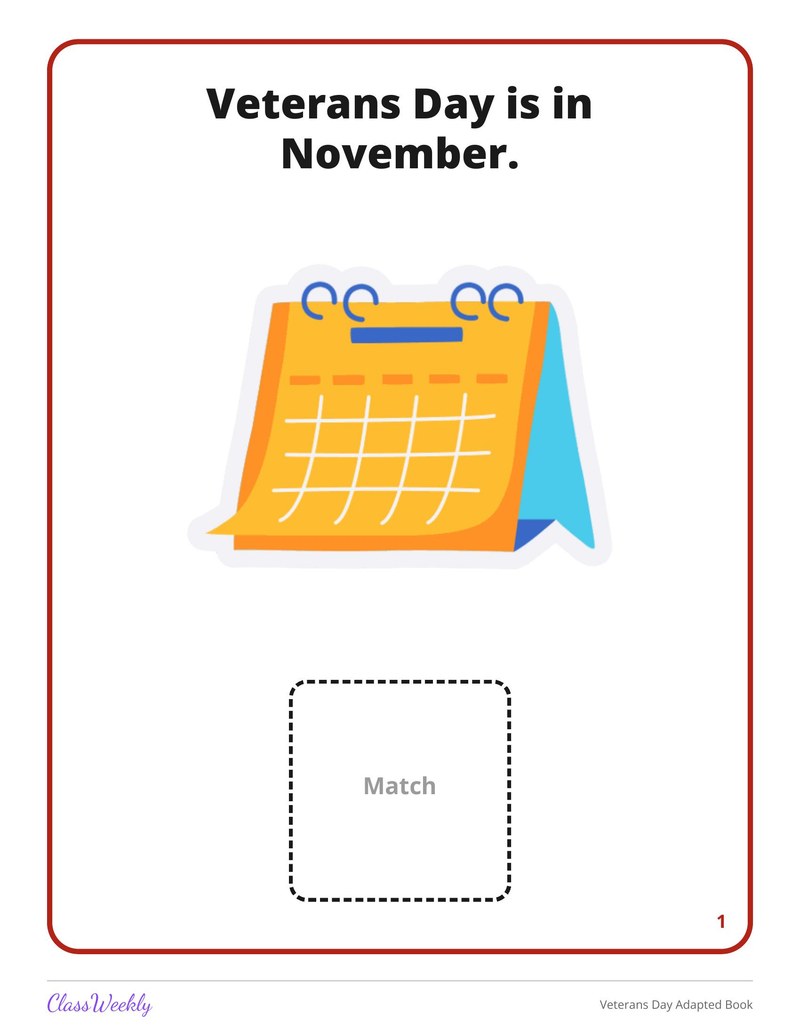 Veterans Day Adapted Book - Page 2