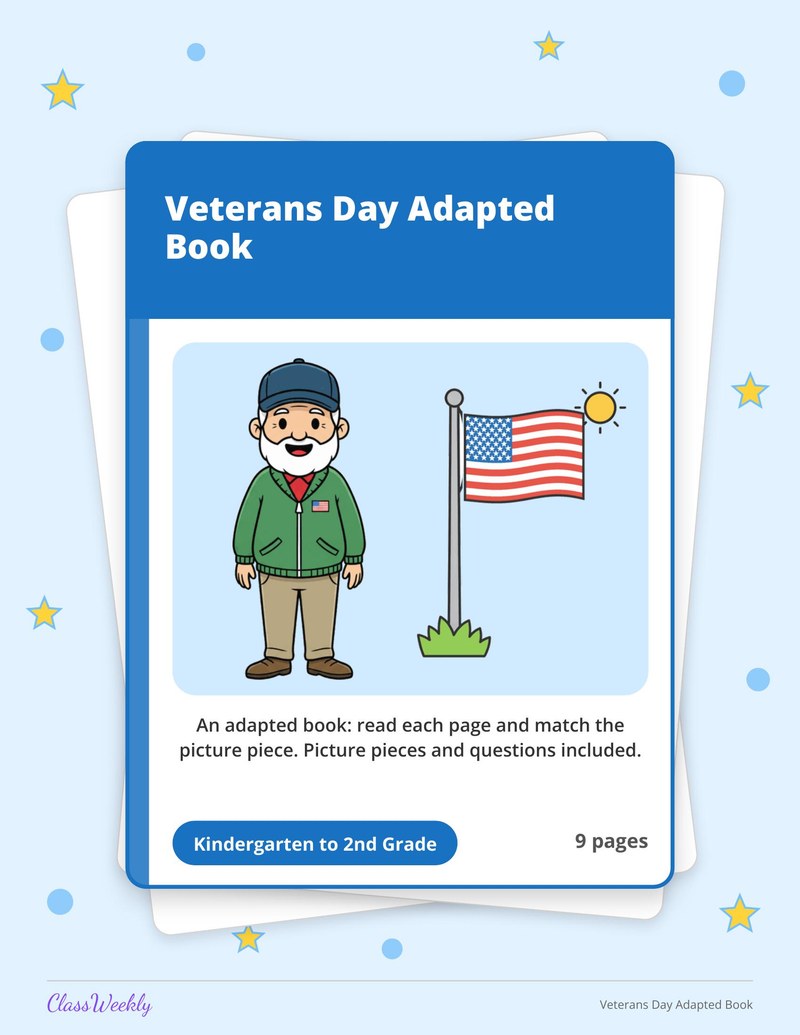 Veterans Day Adapted Book - Page 1