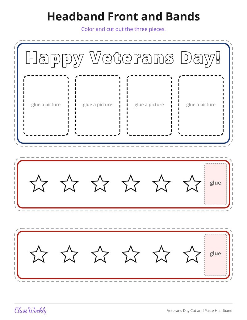 Veterans Day Cut and Paste Headband - Page 3