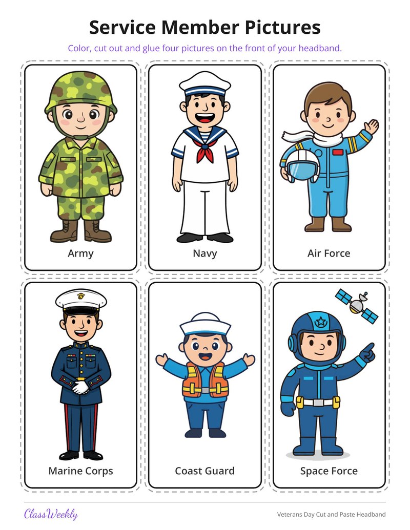 Veterans Day Cut and Paste Headband - Page 4