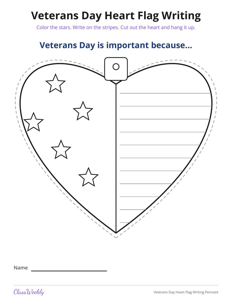 Veterans Day Heart Flag Writing Pennant