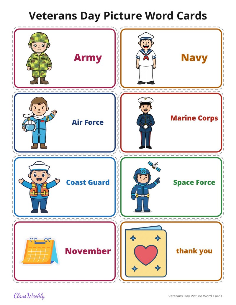 Veterans Day Picture Word Cards - Page 4
