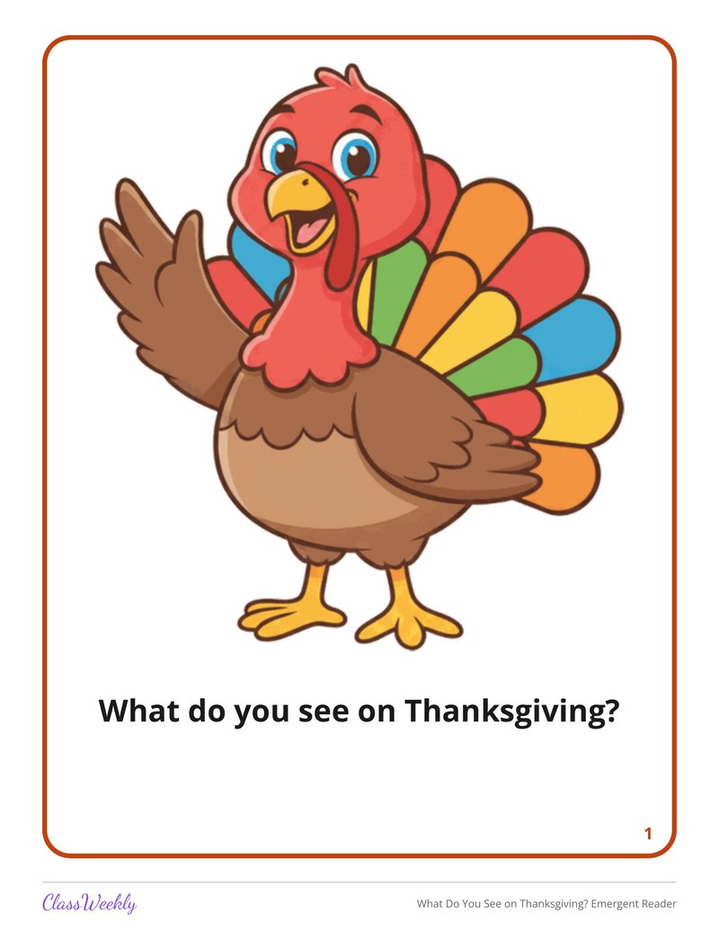 What Do You See on Thanksgiving? Emergent Reader - Page 2