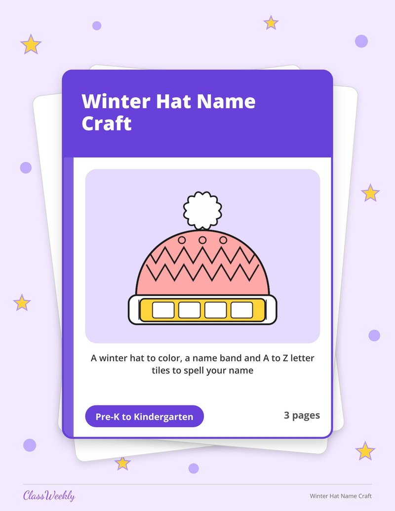 Winter Hat Name Craft - Page 1