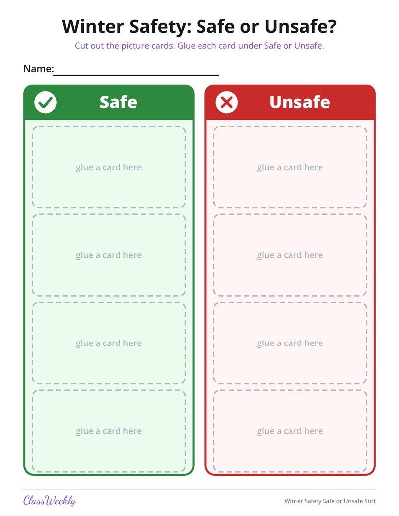 Winter Safety Safe or Unsafe Sort - Page 2