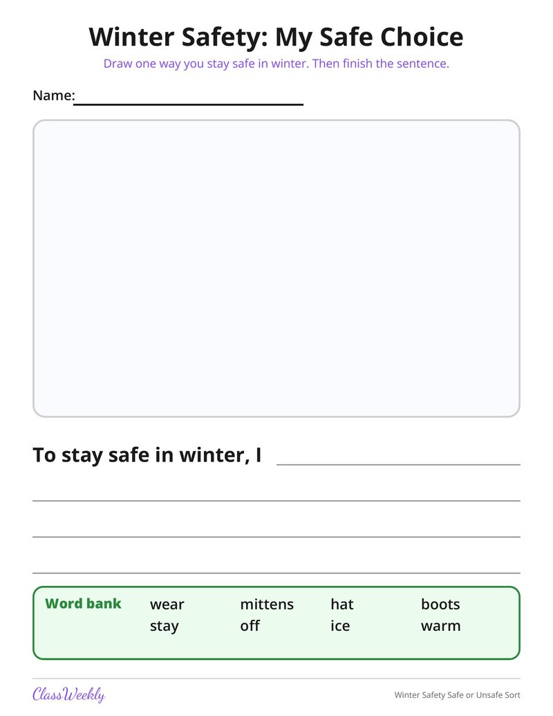 Winter Safety Safe or Unsafe Sort - Page 4