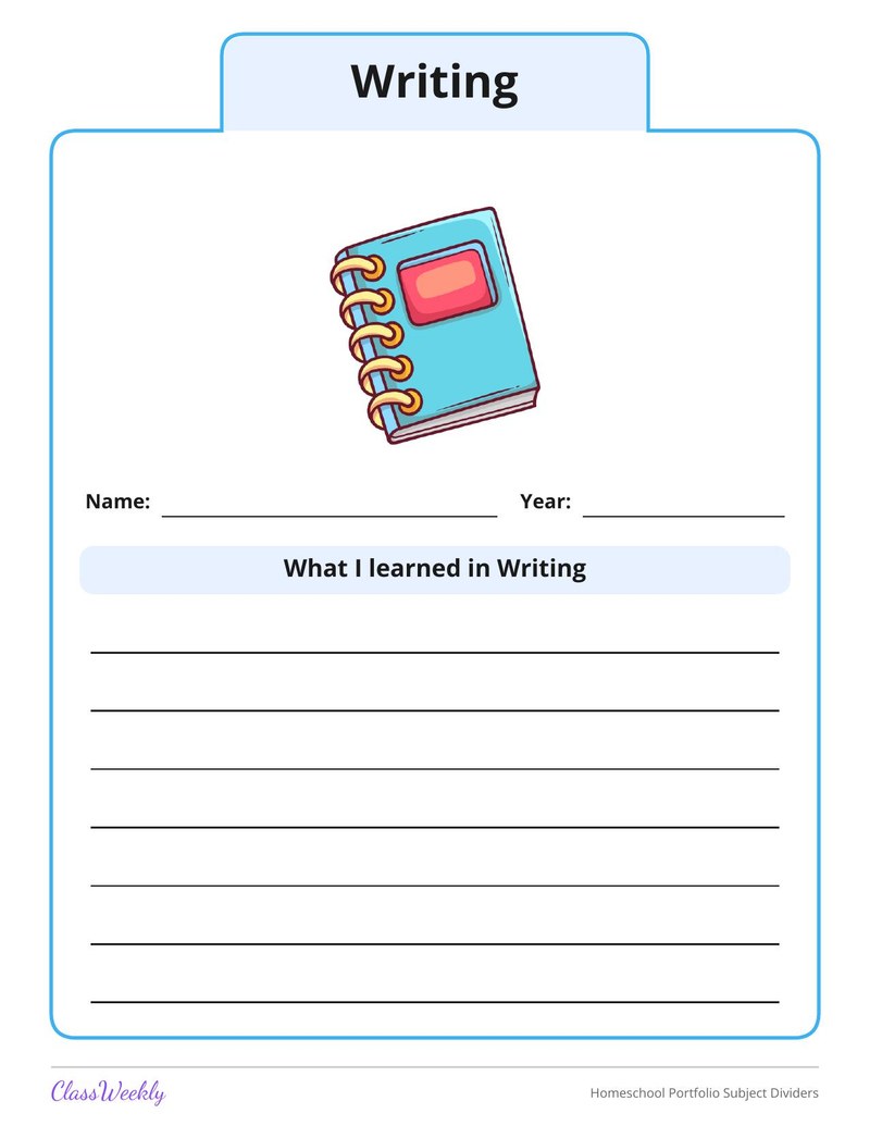 Homeschool Portfolio Subject Dividers - Page 4