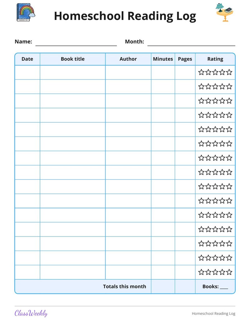 Homeschool Reading Log
