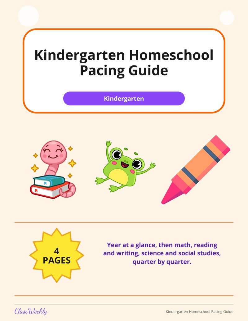 Kindergarten Homeschool Pacing Guide - Page 1