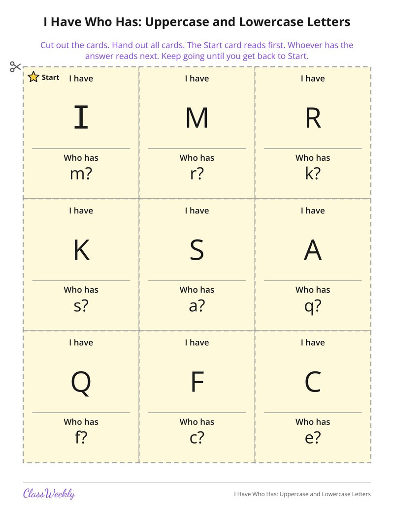 I Have Who Has: Uppercase and Lowercase Letters - Page 2