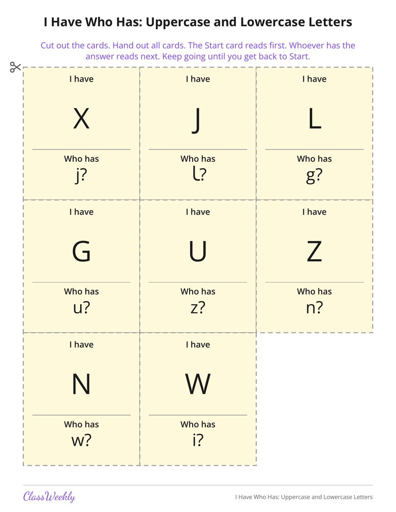 I Have Who Has: Uppercase and Lowercase Letters - Page 4
