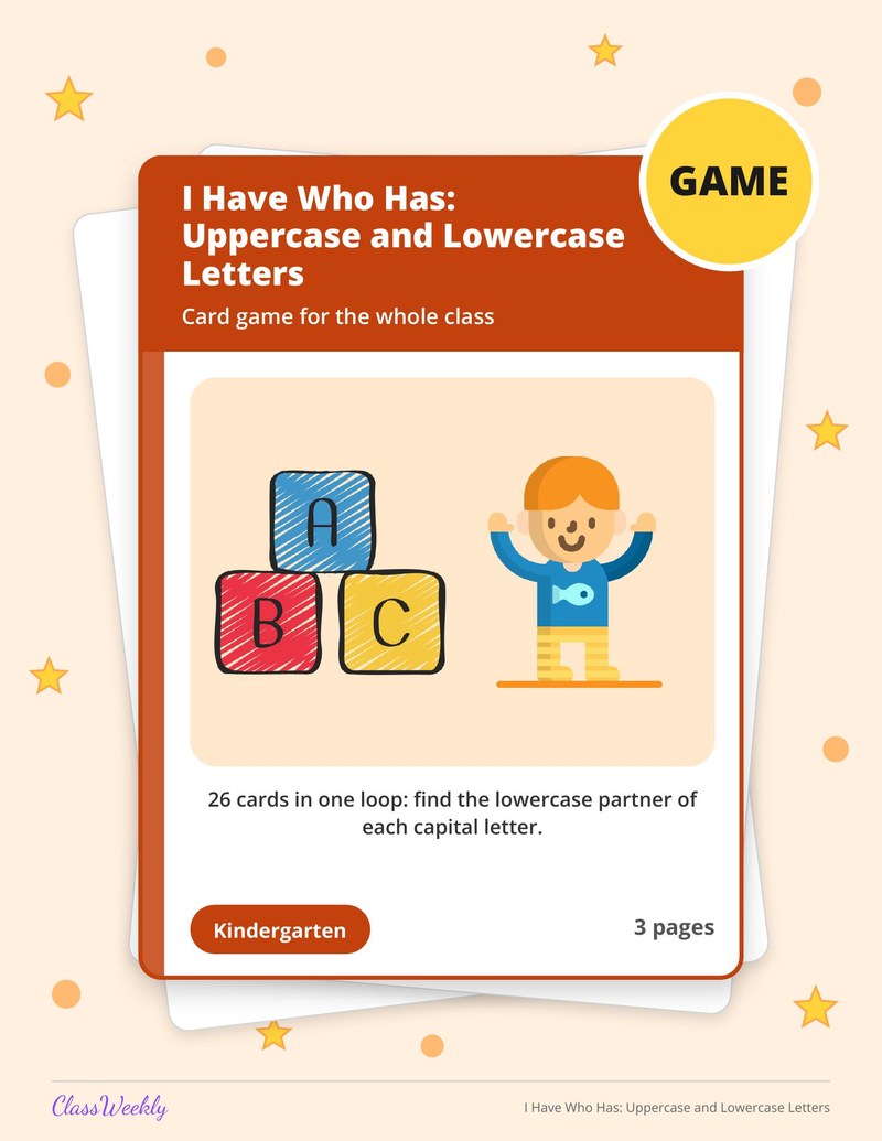 I Have Who Has: Uppercase and Lowercase Letters - Page 1