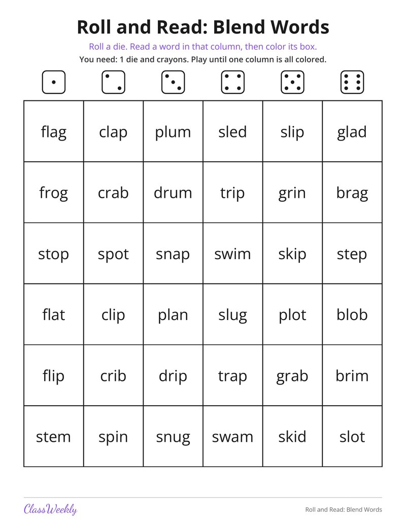 Roll and Read: Blend Words