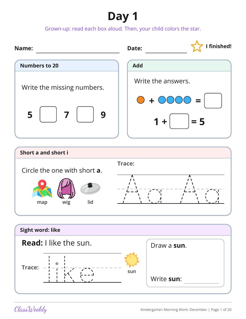 Kindergarten Morning Work: December - Page 2