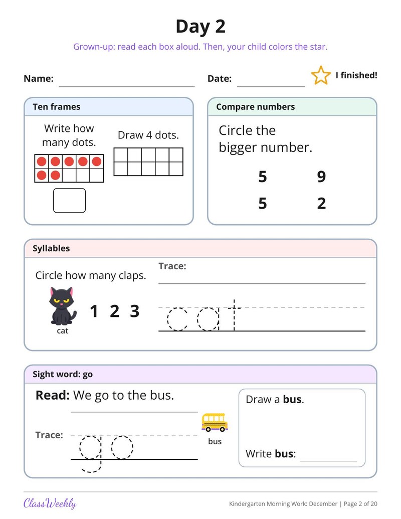 Kindergarten Morning Work: December - Page 3