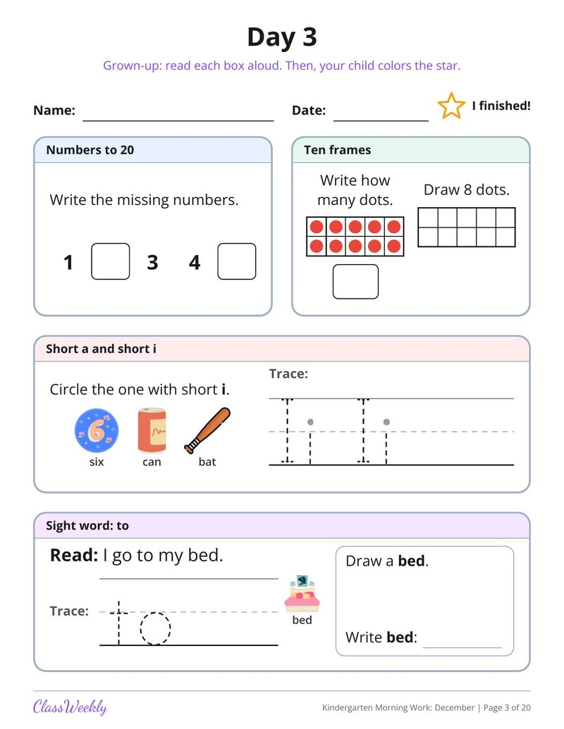Kindergarten Morning Work: December - Page 4