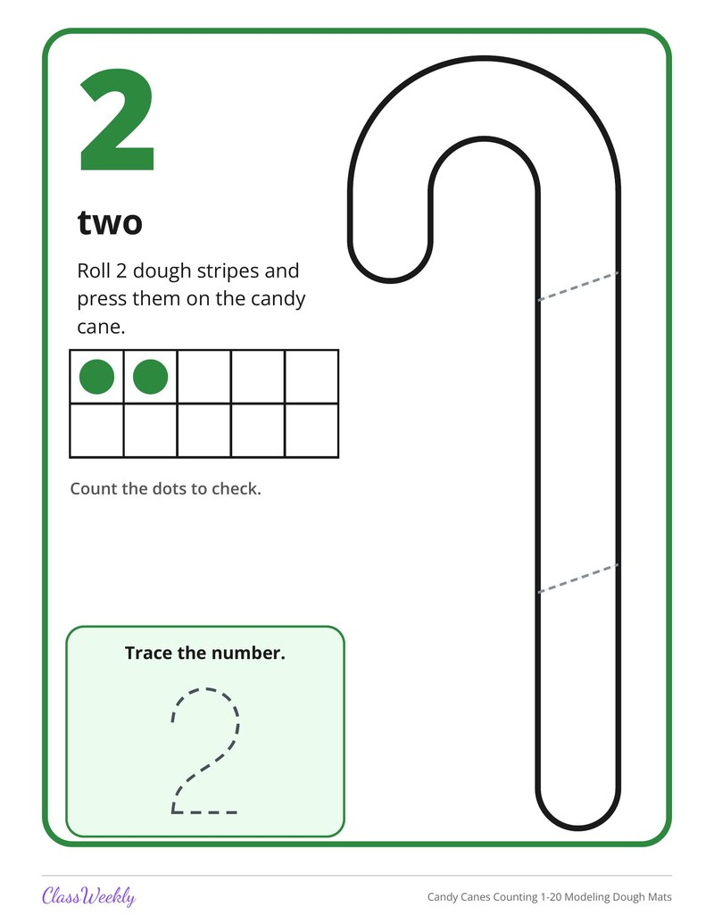 Candy Canes Counting 1-20 Modeling Dough Mats - Page 3