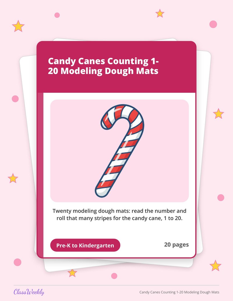 Candy Canes Counting 1-20 Modeling Dough Mats - Page 1