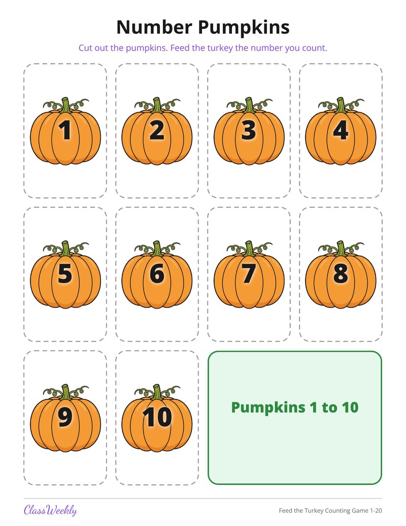 Feed the Turkey Counting Game 1-20 - Page 4