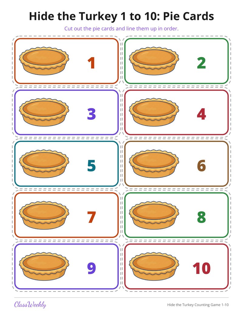 Hide the Turkey Counting Game 1-10 - Page 3