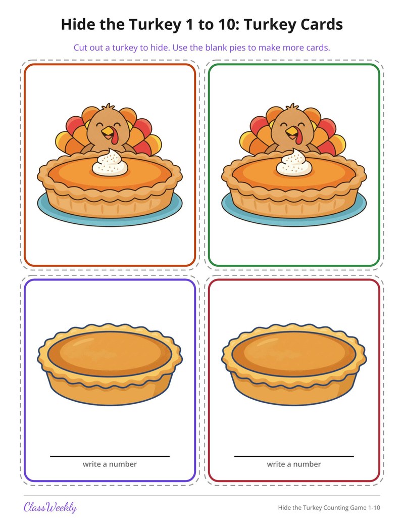Hide the Turkey Counting Game 1-10 - Page 4