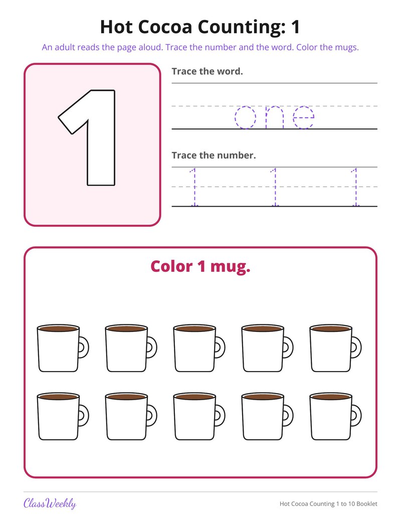 Hot Cocoa Counting 1 to 10 Booklet - Page 2
