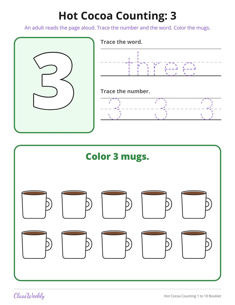 Hot Cocoa Counting 1 to 10 Booklet - Page 4