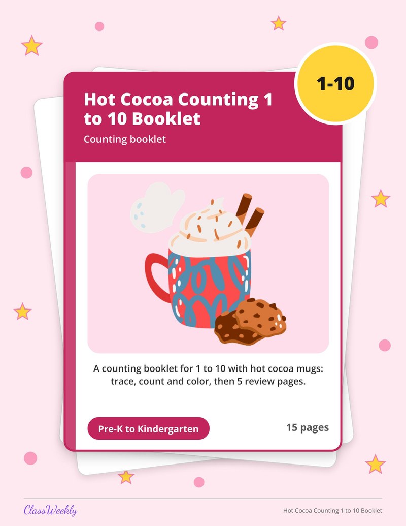 Hot Cocoa Counting 1 to 10 Booklet - Page 1