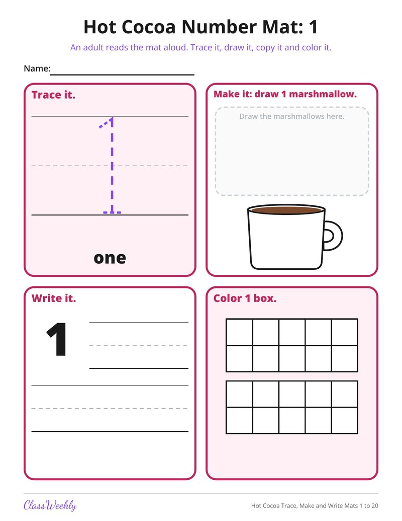 Hot Cocoa Trace, Make and Write Mats 1 to 20 - Page 2