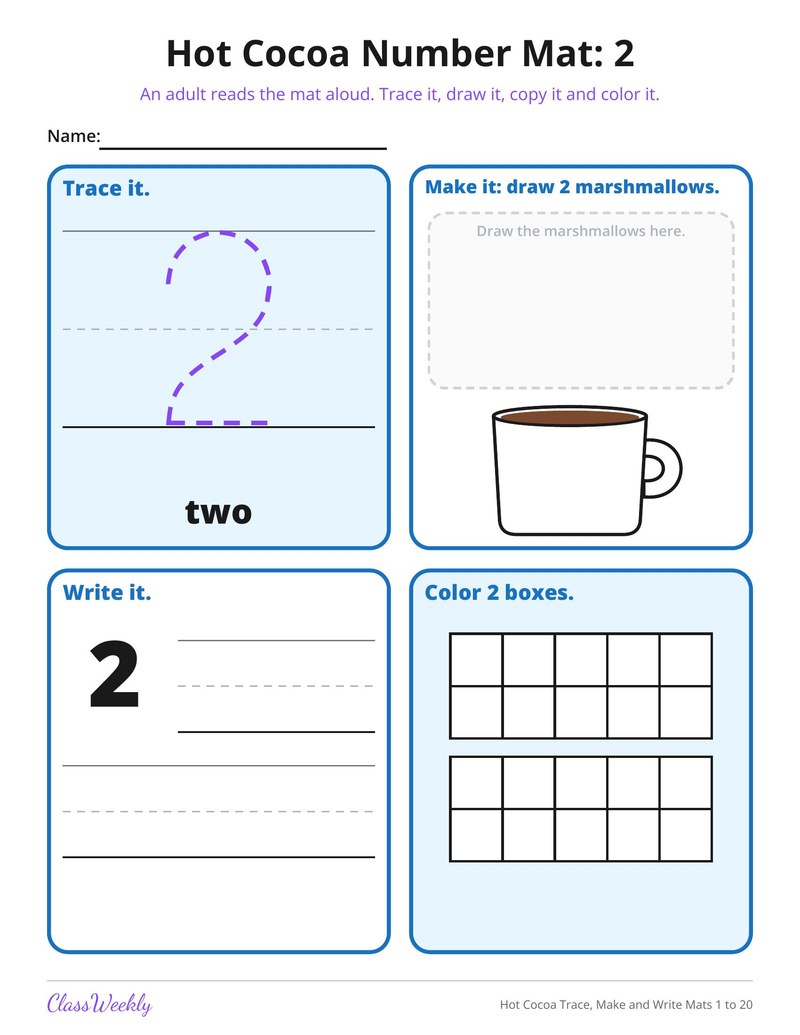 Hot Cocoa Trace, Make and Write Mats 1 to 20 - Page 3