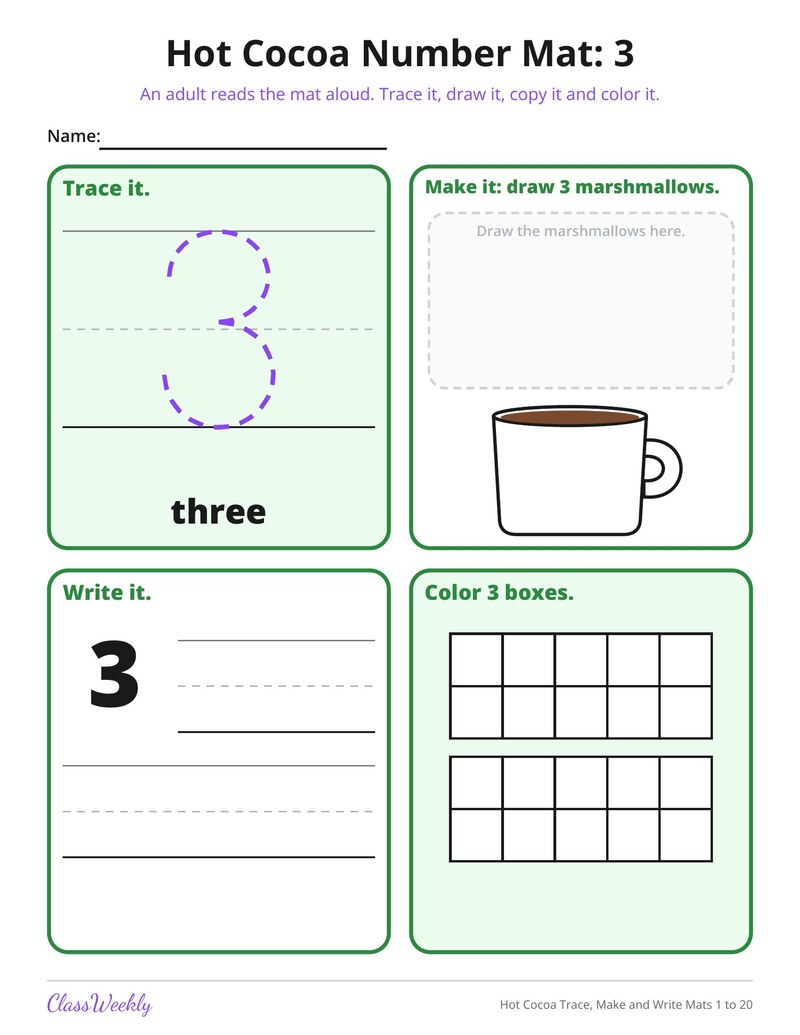 Hot Cocoa Trace, Make and Write Mats 1 to 20 - Page 4