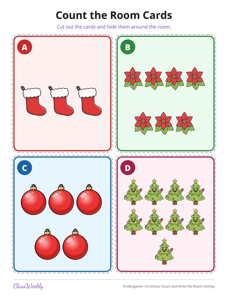 Kindergarten Christmas Count and Write the Room Activity - Page 2