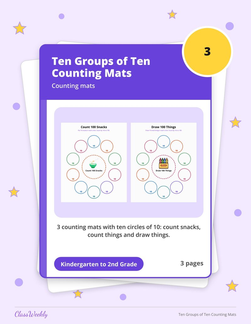 Ten Groups of Ten Counting Mats - Page 1